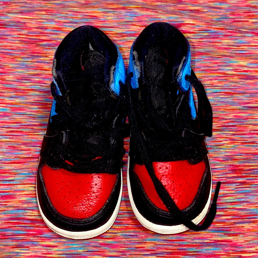 Air Jordans. Spiderman red and blue. good condition. Size 6c